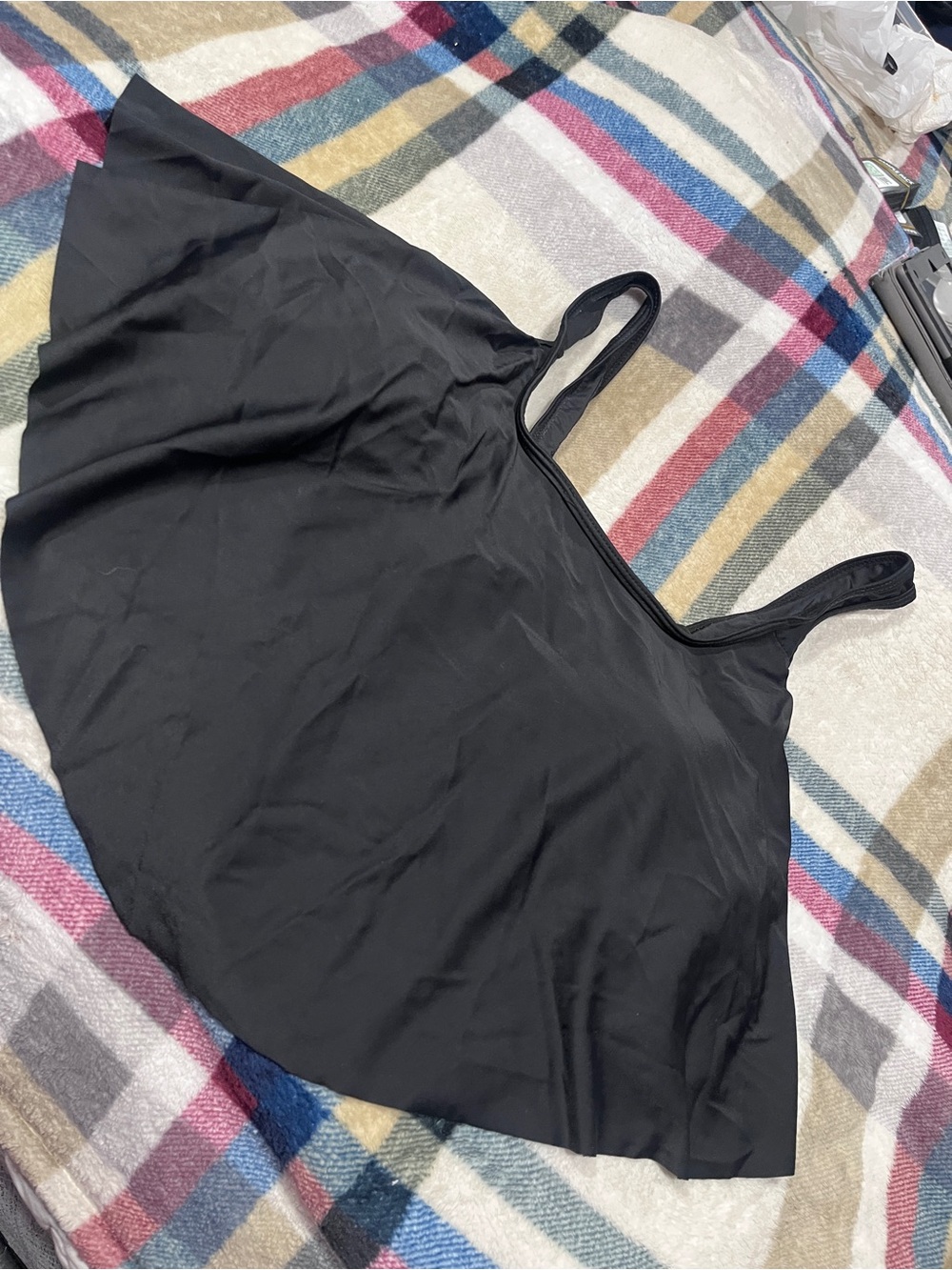 Black Flowy Tankini / bikini top XL